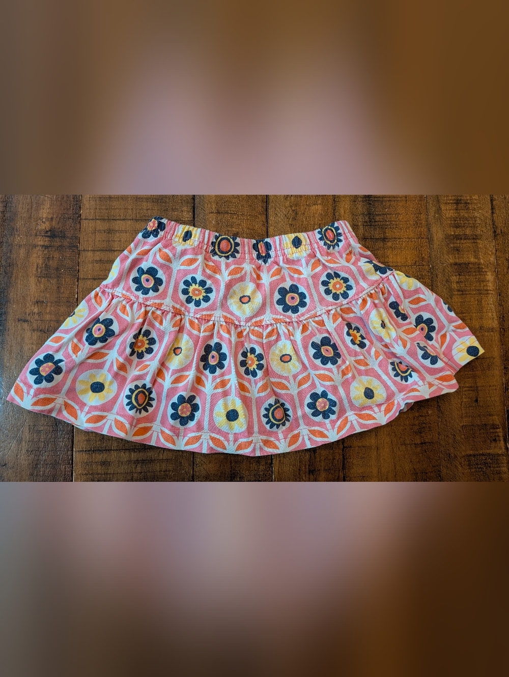 Hanna Andersson 80 Floral Pink Tiered Skort